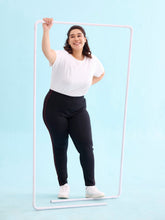 Load image into Gallery viewer, Go Colors Black Cotton Stretch Side Stripes Active Leggings
