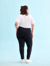 Load image into Gallery viewer, Go Colors Black Cotton Stretch Side Stripes Active Leggings

