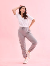 Load image into Gallery viewer, Go Colors Grey Cotton Stretch Side Stripes Active Joggers
