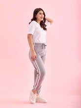 Load image into Gallery viewer, Go Colors Grey Cotton Stretch Side Stripes Active Joggers
