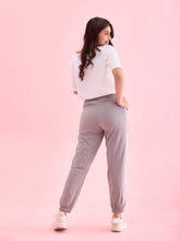 Load image into Gallery viewer, Go Colors Grey Cotton Stretch Side Stripes Active Joggers
