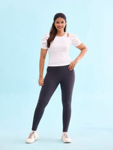 Load image into Gallery viewer, Go Colors Grey Cotton Stretch Side Stripes Active Leggings
