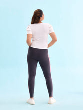 Load image into Gallery viewer, Go Colors Grey Cotton Stretch Side Stripes Active Leggings
