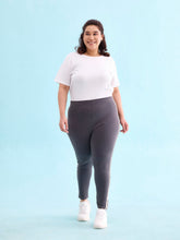 Load image into Gallery viewer, Go Colors Grey Cotton Stretch Side Stripes Active Leggings
