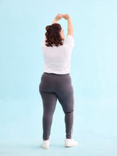 Load image into Gallery viewer, Go Colors Grey Cotton Stretch Side Stripes Active Leggings
