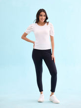 Load image into Gallery viewer, Go Colors Black Cotton Stretch Yoga Legging
