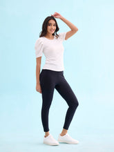 Load image into Gallery viewer, Go Colors Black Cotton Stretch Yoga Legging
