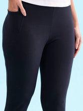 Load image into Gallery viewer, Go Colors Black Cotton Stretch Yoga Legging

