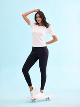 Load image into Gallery viewer, Go Colors Black Cotton Stretch Yoga Legging

