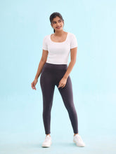 Load image into Gallery viewer, Go Colors Dark Grey Cotton Stretch Yoga Legging
