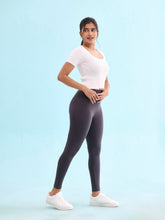 Load image into Gallery viewer, Go Colors Dark Grey Cotton Stretch Yoga Legging

