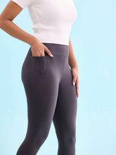 Load image into Gallery viewer, Go Colors Dark Grey Cotton Stretch Yoga Legging
