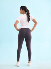 Load image into Gallery viewer, Go Colors Dark Grey Cotton Stretch Yoga Legging
