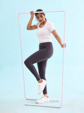 Load image into Gallery viewer, Go Colors Dark Grey Cotton Stretch Yoga Legging
