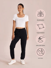 Load image into Gallery viewer, Go Colors Black Cotton Stretch Casual Joggers
