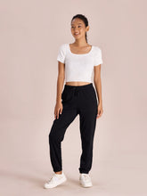 Load image into Gallery viewer, Go Colors Black Cotton Stretch Casual Joggers
