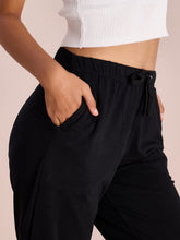 Load image into Gallery viewer, Go Colors Black Cotton Stretch Casual Joggers
