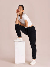 Load image into Gallery viewer, Go Colors Black Cotton Stretch Casual Joggers
