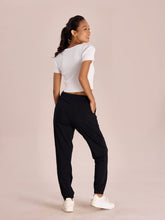 Load image into Gallery viewer, Go Colors Black Cotton Stretch Casual Joggers
