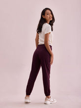 Load image into Gallery viewer, Go Colors Dark Wine Cotton Stretch Casual Joggers
