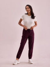 Load image into Gallery viewer, Go Colors Dark Wine Cotton Stretch Casual Joggers
