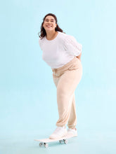 Load image into Gallery viewer, Go Colors Light Beige Cotton Stretch Casual Joggers
