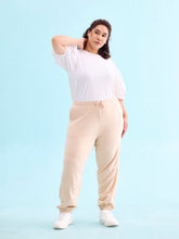 Load image into Gallery viewer, Go Colors Light Beige Cotton Stretch Casual Joggers
