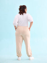 Load image into Gallery viewer, Go Colors Light Beige Cotton Stretch Casual Joggers
