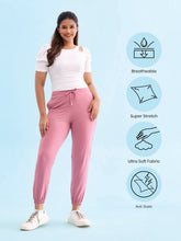 Load image into Gallery viewer, Go Colors Mauve Cotton Stretch Casual Joggers
