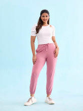 Load image into Gallery viewer, Go Colors Mauve Cotton Stretch Casual Joggers
