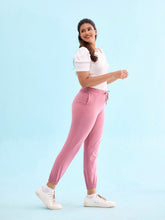 Load image into Gallery viewer, Go Colors Mauve Cotton Stretch Casual Joggers
