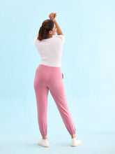 Load image into Gallery viewer, Go Colors Mauve Cotton Stretch Casual Joggers
