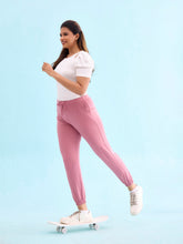 Load image into Gallery viewer, Go Colors Mauve Cotton Stretch Casual Joggers
