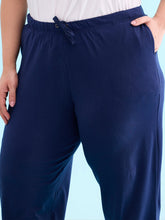 Load image into Gallery viewer, Go Colors Navy Cotton Stretch Casual Joggers
