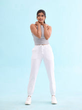 Load image into Gallery viewer, Go Colors White Cotton Stretch Casual Joggers
