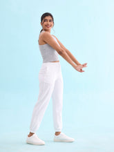 Load image into Gallery viewer, Go Colors White Cotton Stretch Casual Joggers
