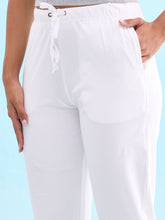 Load image into Gallery viewer, Go Colors White Cotton Stretch Casual Joggers
