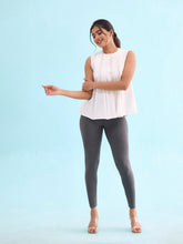 Load image into Gallery viewer, Go Colors Antra Melanges Cotton Stretch Cropped Leggings
