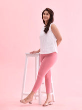 Load image into Gallery viewer, Go Colors Blush Pink Cotton Stretch Cropped Leggings
