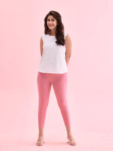 Load image into Gallery viewer, Go Colors Blush Pink Cotton Stretch Cropped Leggings
