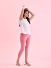 Load image into Gallery viewer, Go Colors Blush Pink Cotton Stretch Cropped Leggings
