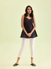 Load image into Gallery viewer, Go Colors Cream Cotton Stretch Cropped Leggings
