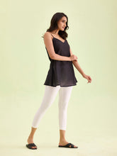 Load image into Gallery viewer, Go Colors Cream Cotton Stretch Cropped Leggings
