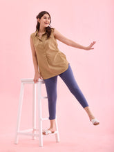 Load image into Gallery viewer, Go Colors Dark Jean Cotton Stretch Cropped Leggings
