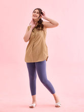 Load image into Gallery viewer, Go Colors Dark Jean Cotton Stretch Cropped Leggings
