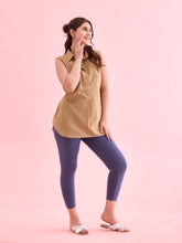 Load image into Gallery viewer, Go Colors Dark Jean Cotton Stretch Cropped Leggings
