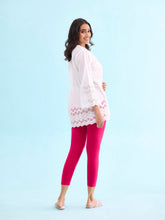 Load image into Gallery viewer, Go Colors Dark Pink Cotton Stretch Cropped Leggings
