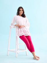 Load image into Gallery viewer, Go Colors Dark Pink Cotton Stretch Cropped Leggings
