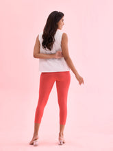 Load image into Gallery viewer, Go Colors Dark Red Cotton Stretch Cropped Leggings

