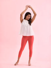 Load image into Gallery viewer, Go Colors Dark Red Cotton Stretch Cropped Leggings

